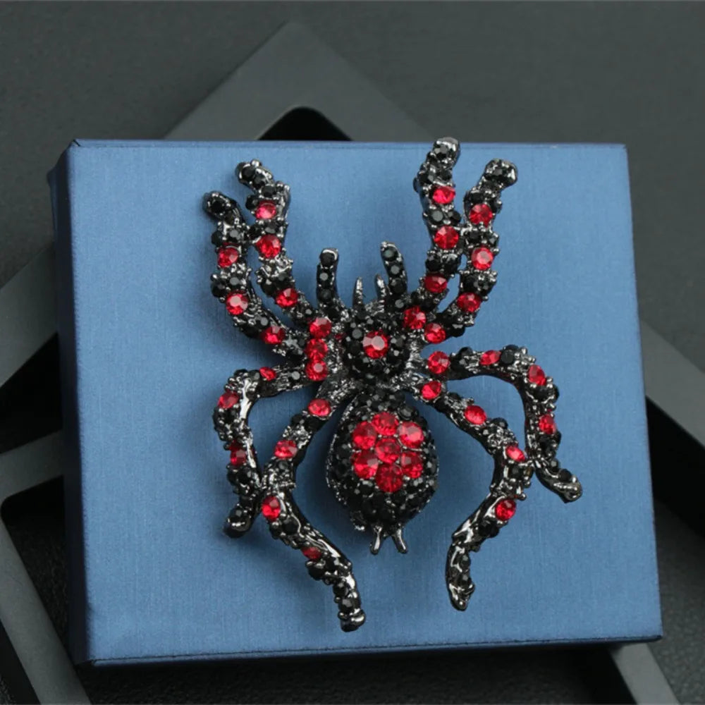 Gothic Crystal Spider Brooch for Dark Feminine and Alternative Styling