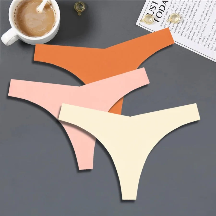 Seamless V-Waist Thong Panties Three-Pack with Smooth Athletic Finish