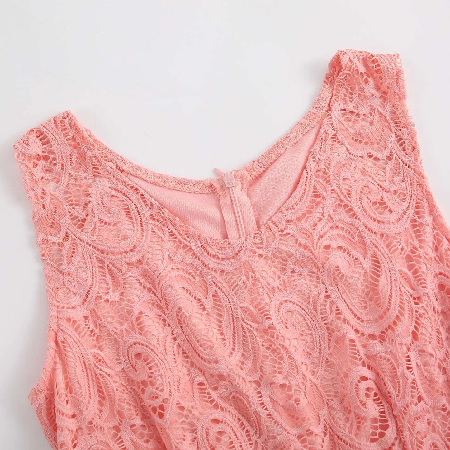 Elegant Floral Lace Overlay Sleeveless Alternative Occasion Midi Dress