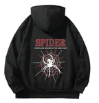 Dark Anime Oversized Hoodie with Spider Manga Graphic Design