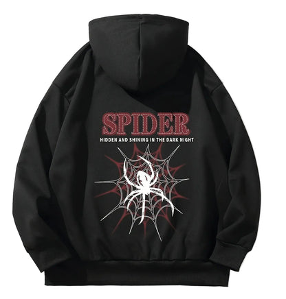 Dark Anime Oversized Hoodie with Spider Manga Graphic Design