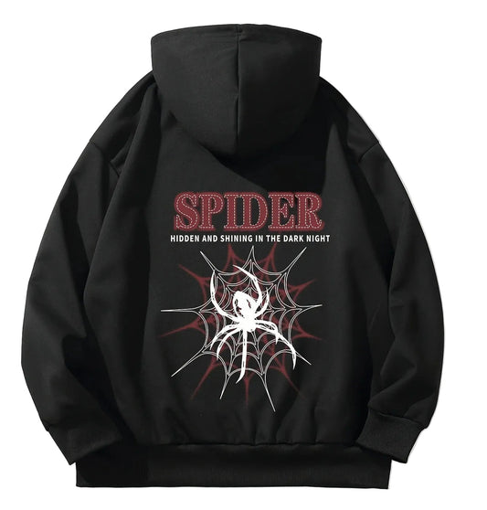 Dark Anime Oversized Hoodie with Spider Manga Graphic Design
