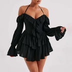 Off Shoulder Ruffle Tiered Mini Dress With Flowy A-Line Party Silhouette