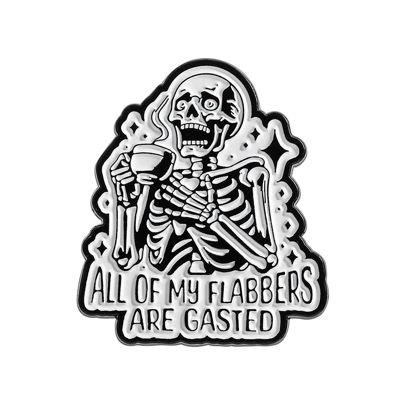 Stay Weird Skeleton Reader Gothic Enamel Pin for Alternative Fashion Styling