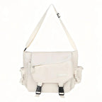 Large Capacity Nylon Crossbody Messenger Bag with Utility Pocket Streetwear Design