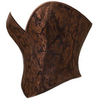 Regal Brown Floral Brocade Strapless Corset with Plunging Sweetheart Neckline
