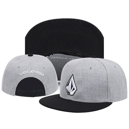 Geometric Embroidered Flat Brim Snapback Cap Adjustable Streetwear Baseball Fashion Hat