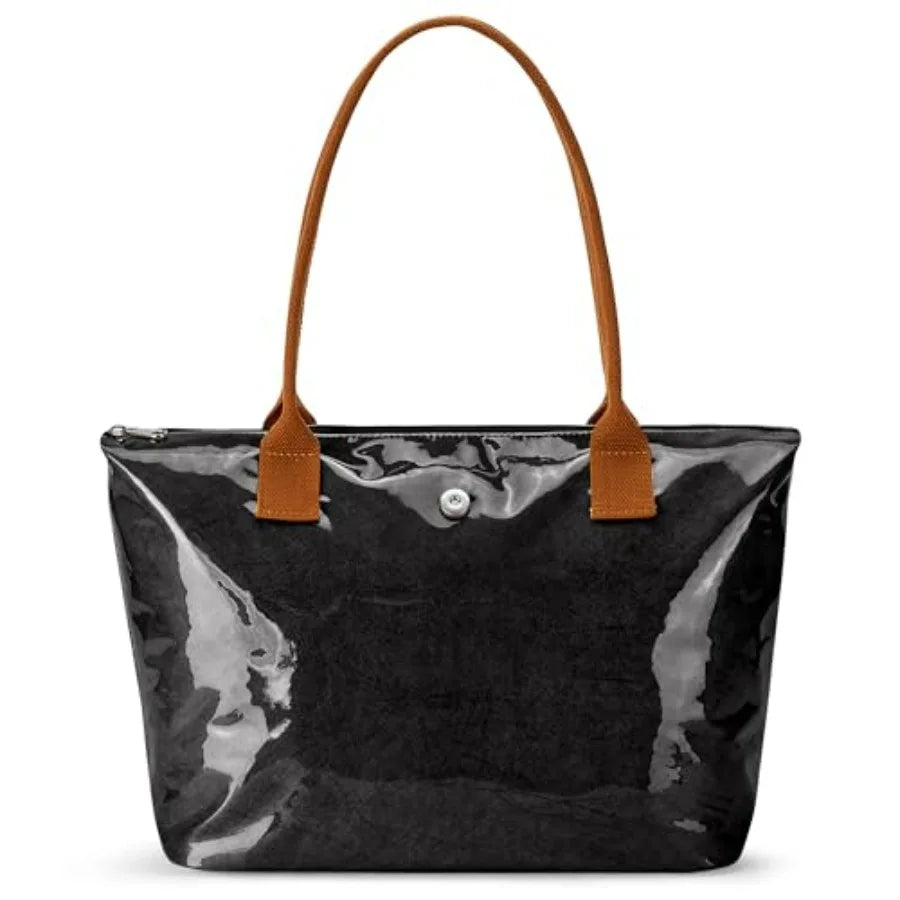 Minimal Large Capacity Tote Shoulder Bag with Zip Closure Design