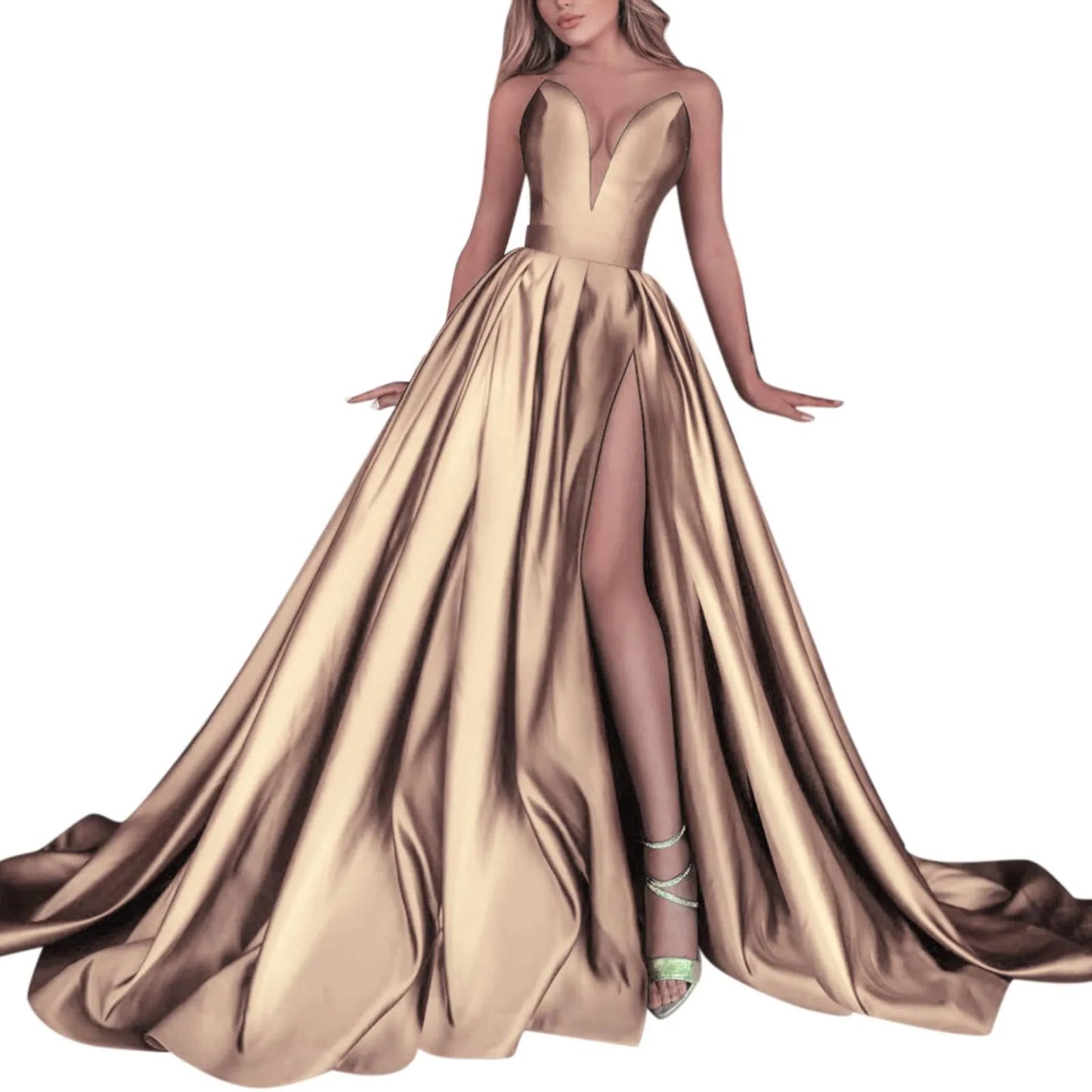 Dramatic High Slit Formal Alternative Fashion Ball Gown Dress