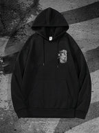 Distressed Anime Goth Hoodie With Abstract Gothic Streetwear Artwork