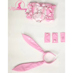 Women's Heart Cutout Bodysuit with Bunny Ear Headband and Decorative Ring Accessories