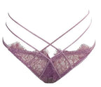 Deep Crimson Sheer Mesh Underwire Lingerie Set with Architectural Strappy Chest Detailing