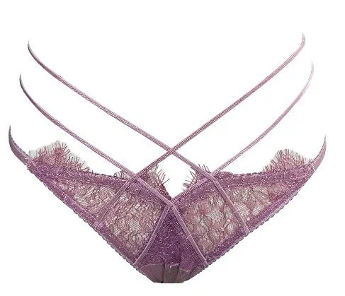 Deep Crimson Sheer Mesh Underwire Lingerie Set with Architectural Strappy Chest Detailing