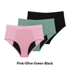 Three-Piece High-Waisted Absorbent Brief Set in Solid Tones