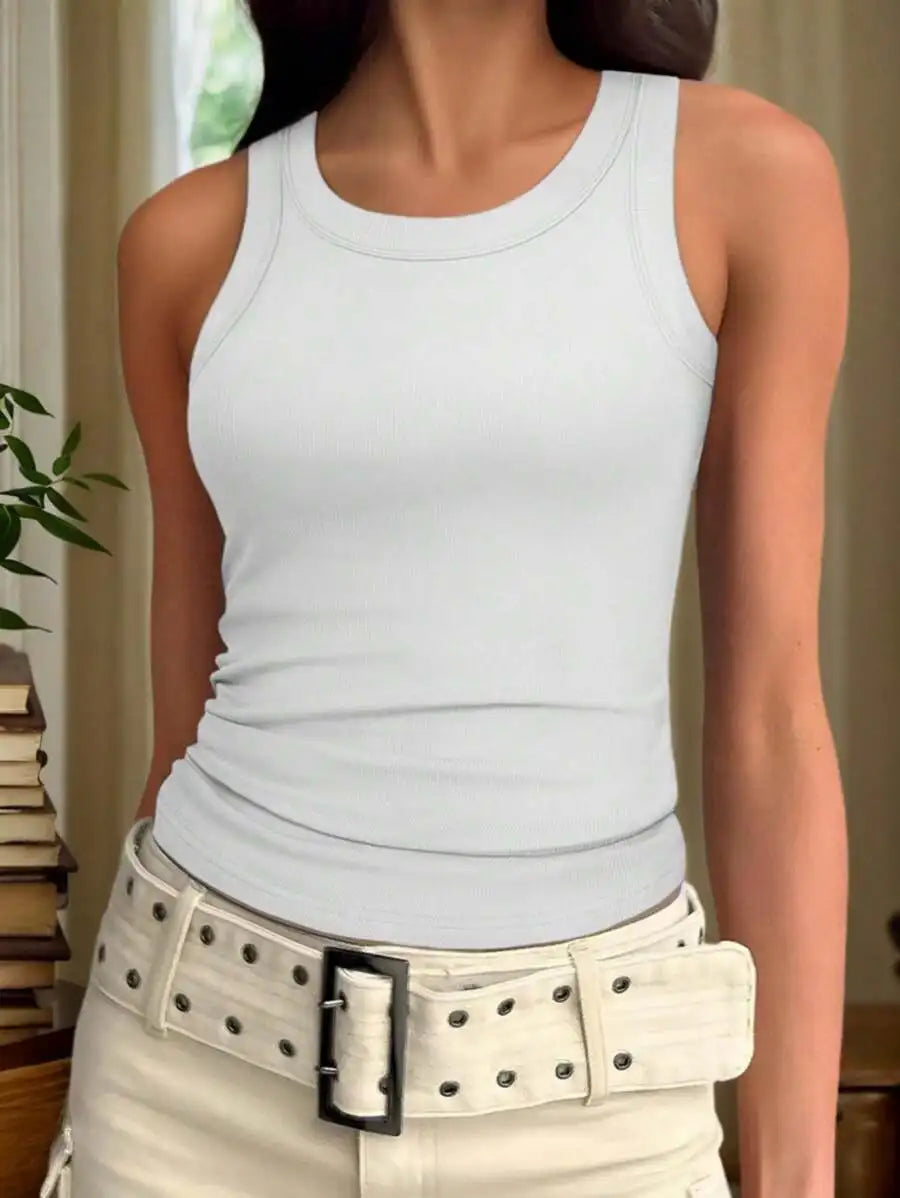 Racerback Tank Top with Slim Fit Stretch Fabric Casual Everyday Streetwear Essential