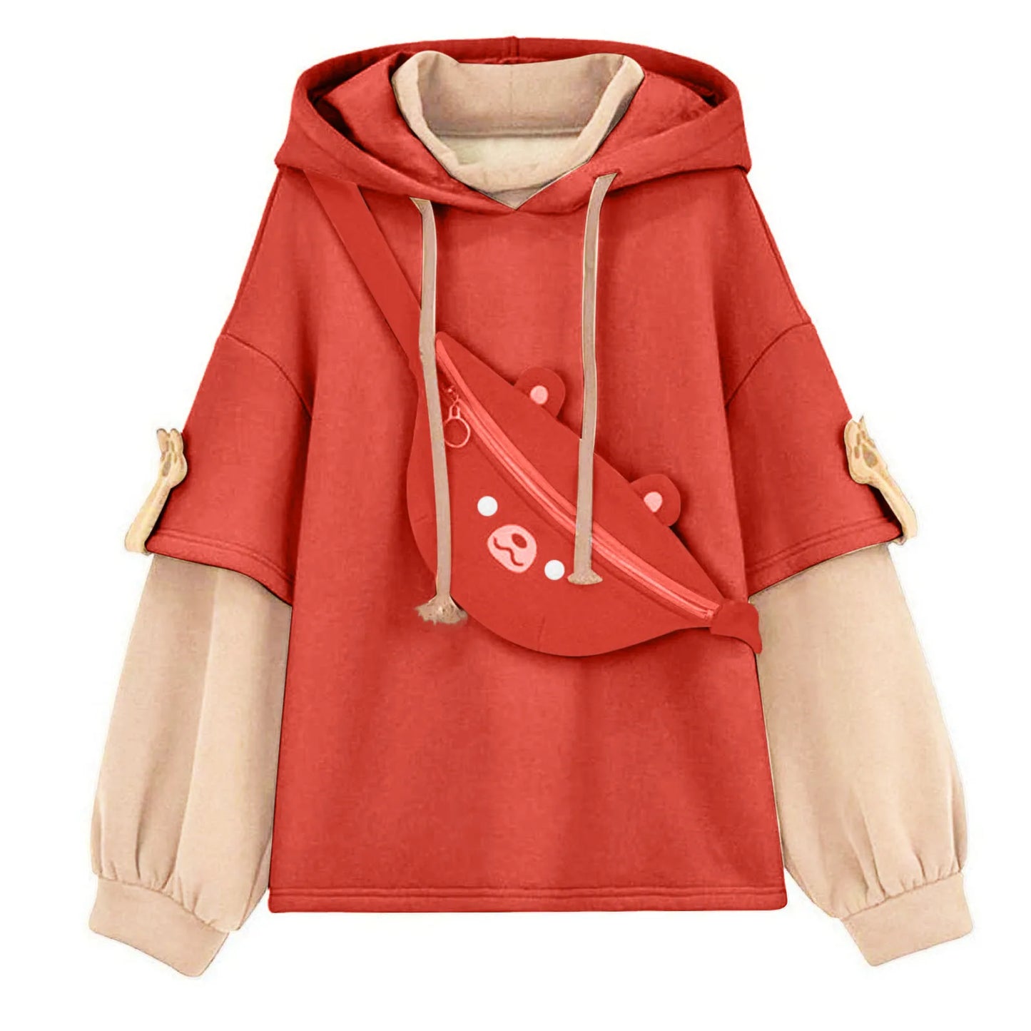 Women's Oversized Color Block Hooded Sweatshirt Relaxed Casual Streetwear Pullover Hoodie