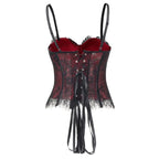 Lace Corset-Inspired Cami Top with Sheer Paneling and Adjustable Straps
