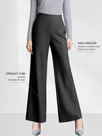 Women's High Waist Wide Leg Casual Pants with Elastic Waist and Relaxed Fit