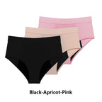 Three-Piece High-Waisted Absorbent Brief Set in Solid Tones