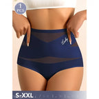 High-Waisted Geometric Mesh Panel Brief with Solid Base