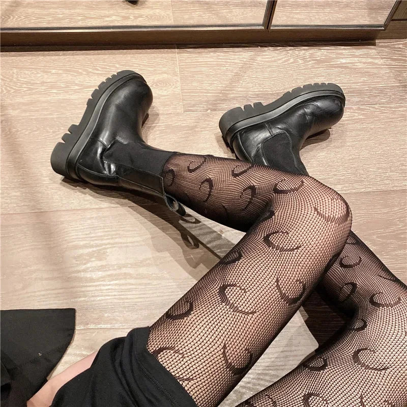 Floral Lace Fishnet Pantyhose High Waist Alternative Fashion Patterned Tights