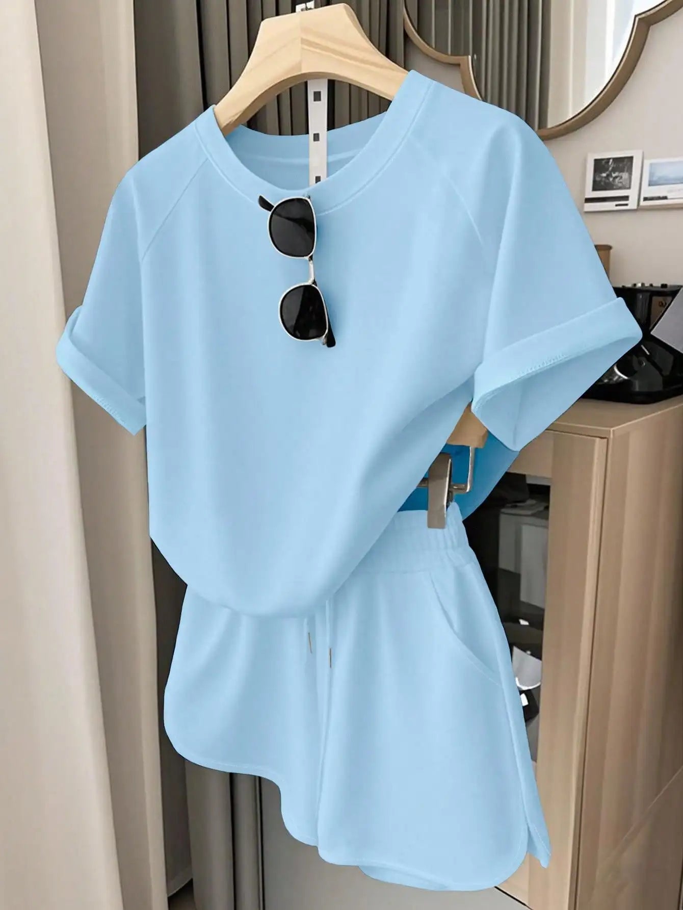 Oversized T-Shirt and Drawstring Shorts Casual Streetwear Co-Ord Set