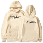 Minimalist Script Graphic Hoodie with Relaxed Streetwear Silhouette and Back Print