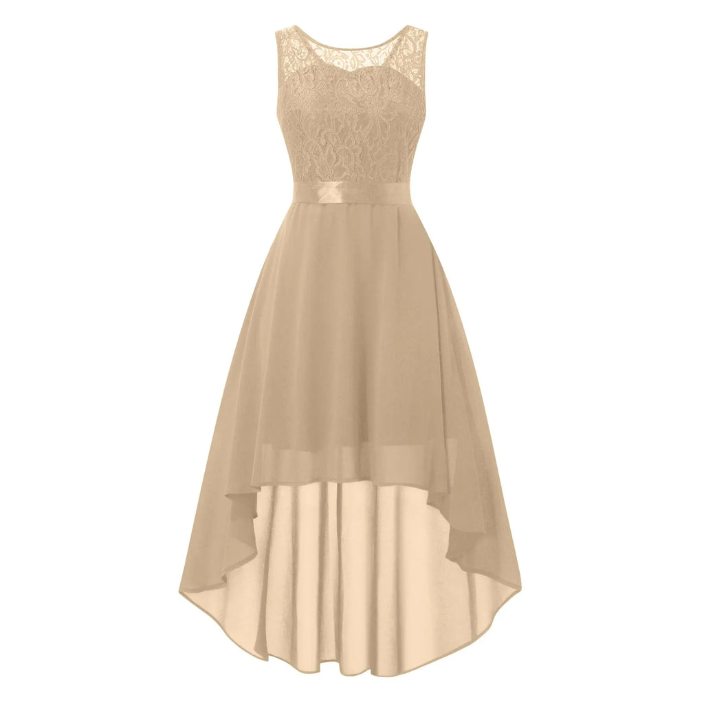 Sleeveless High Low Maxi Dress With Waist Tie Detail