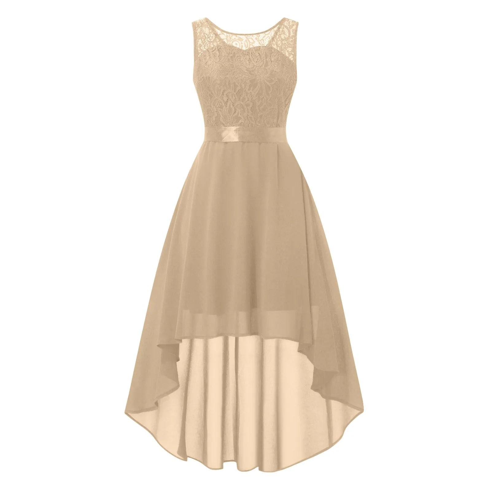 Sleeveless High Low Maxi Dress With Waist Tie Detail