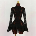 Anime-Inspired Lace Sleeve Gothic Mini Dress with Alternative Fashion Style
