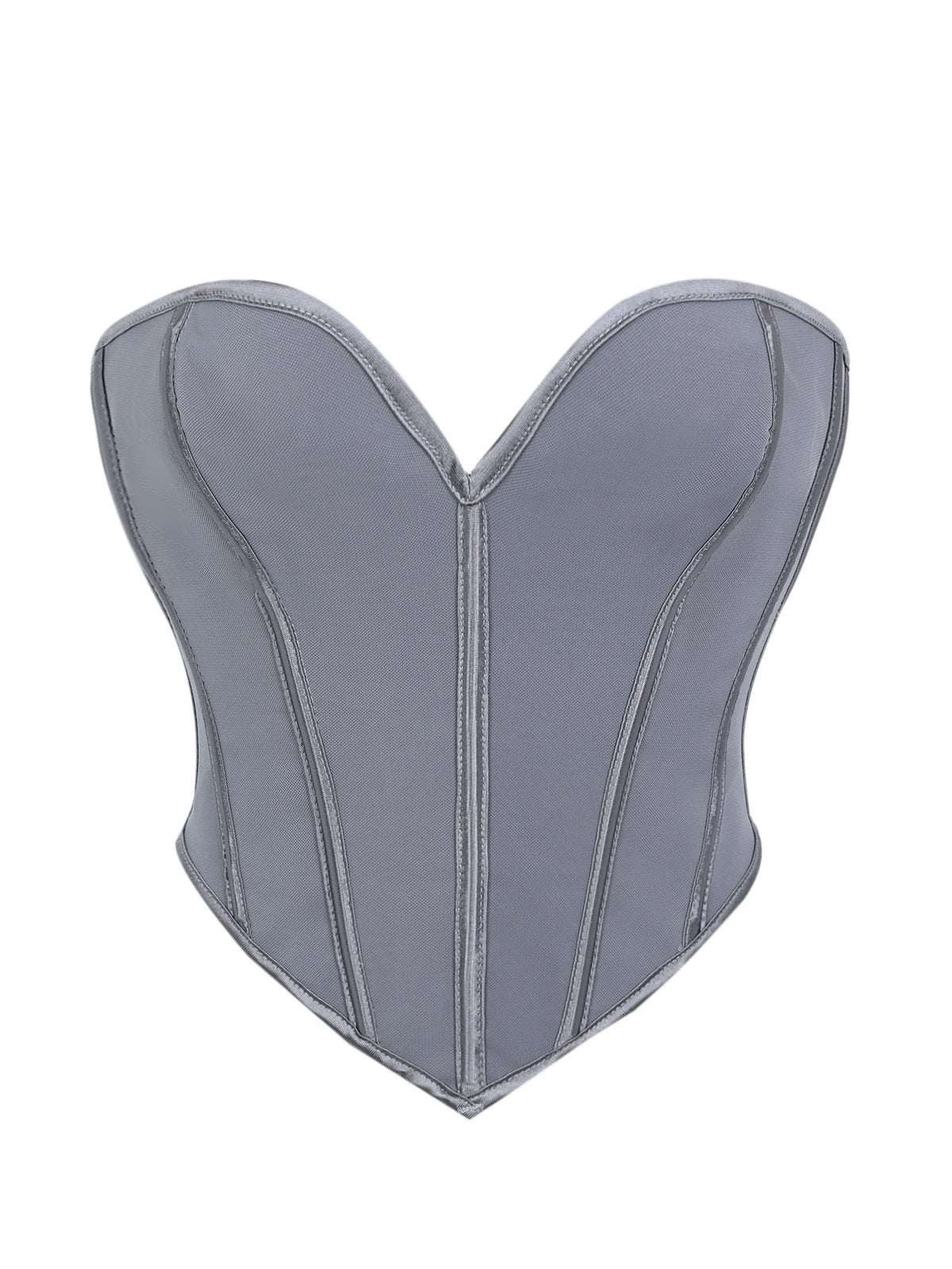 Minimalist Black Strapless Sweetheart Corset with Plunging Neckline