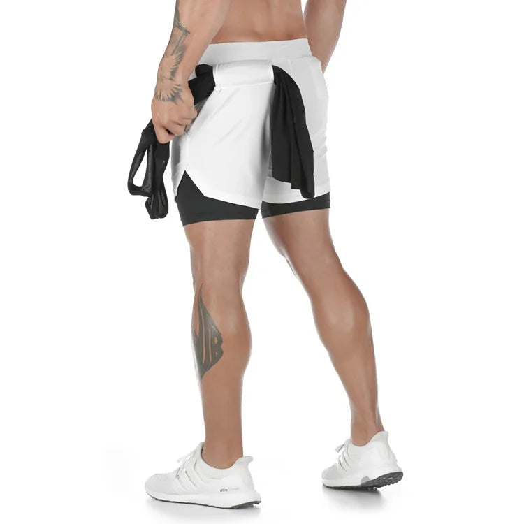 Men's Two Layer Performance Running Shorts with Quick Dry Fabric and Athletic Comfort