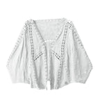 Women's Open Front Lightweight Knit Cardigan with Relaxed Three Quarter Sleeves