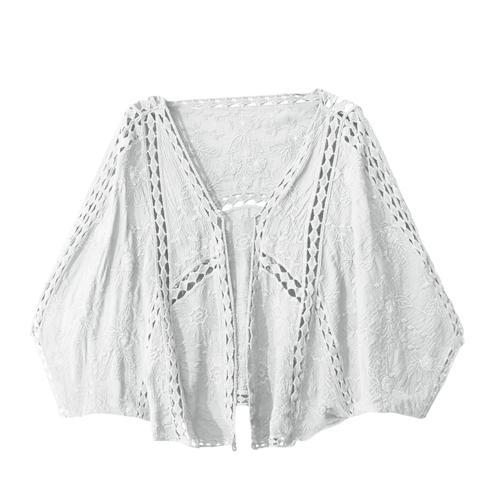 Women's Open Front Lightweight Knit Cardigan with Relaxed Three Quarter Sleeves