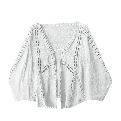 Women's Open Front Lightweight Knit Cardigan with Relaxed Three Quarter Sleeves