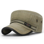 Breathable Cotton Military Cadet Cap with Flat Top Design for Outdoor Casual Streetwear