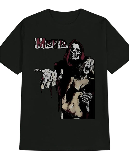 Vintage Goth Punk Graphic Tee with Dark Retro Horror Streetwear Design