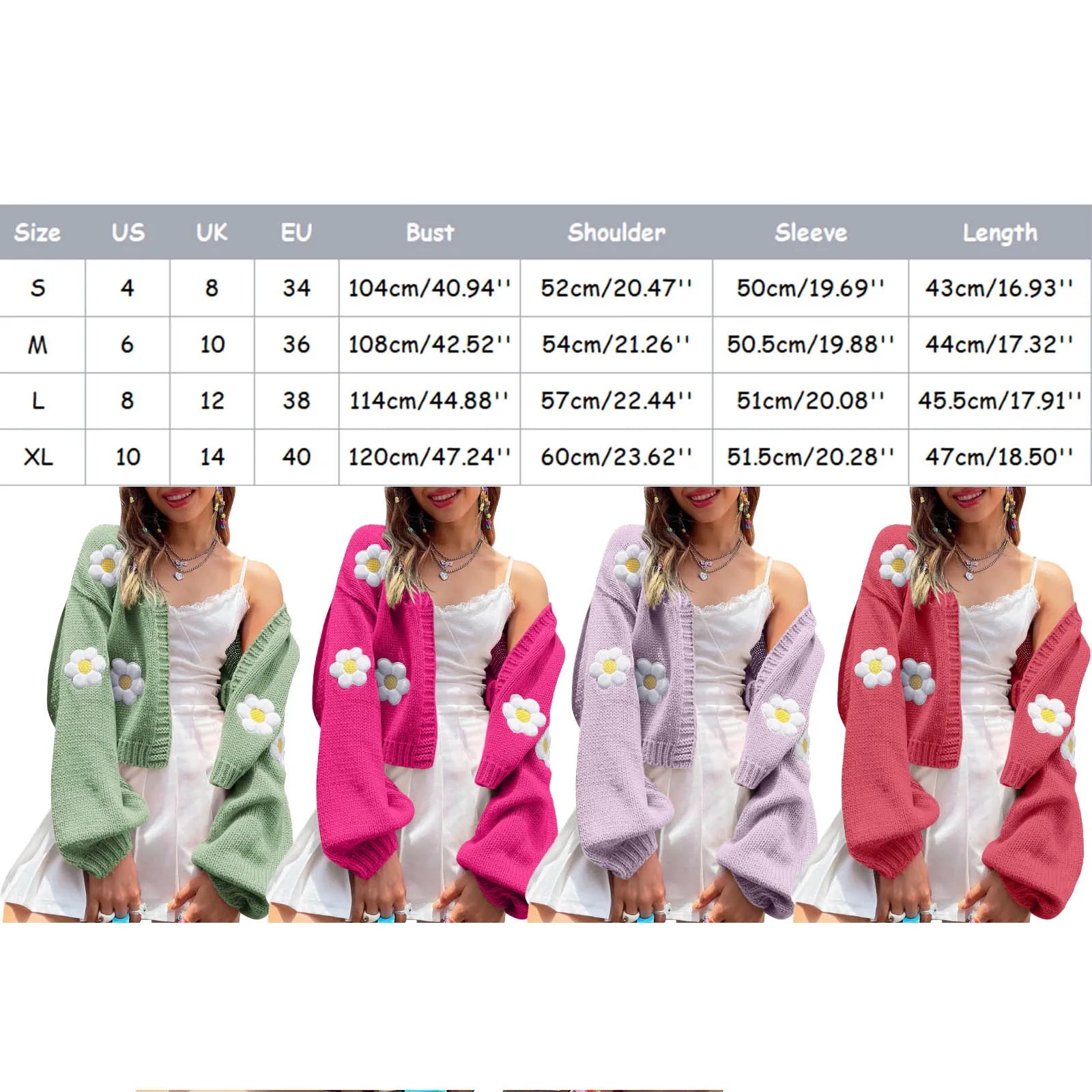 Women's Floral Knit Cardigan Relaxed Fit Contemporary Layering Sweater