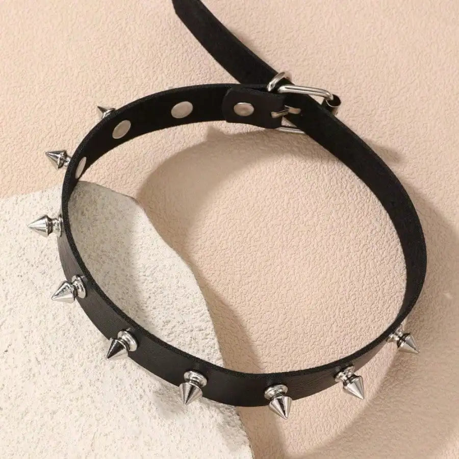 Spike Stud Choker Necklace for Punk Gothic Alternative Fashion Styling