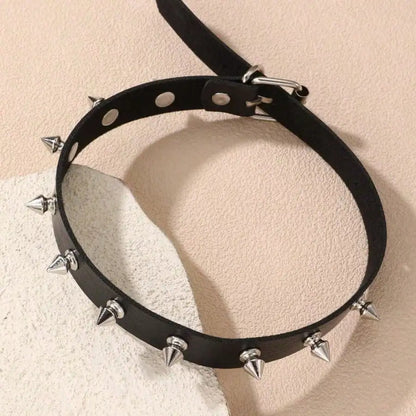 Spike Stud Choker Necklace for Punk Gothic Alternative Fashion Styling