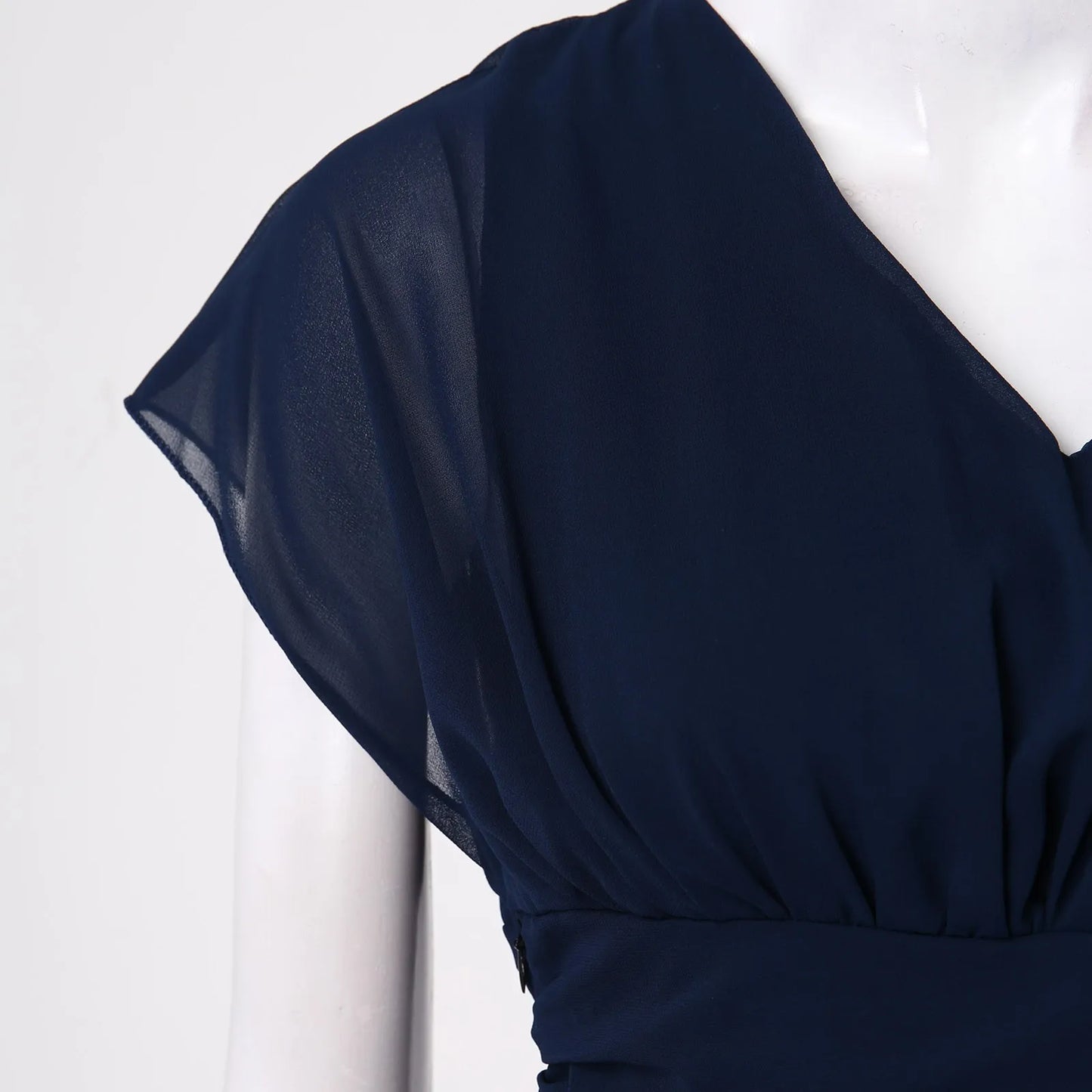 Flowing Chiffon Wrap Front Feminine Alternative Midi Dress