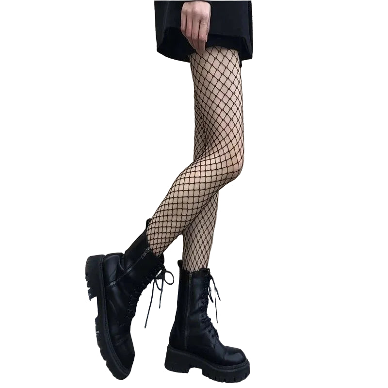 Classic Diamond Fishnet Pantyhose High Waist Alternative Fashion Mesh Tights