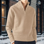 Men's Half Zip Mock Neck Minimalist Knit Casual Sweater Pullover