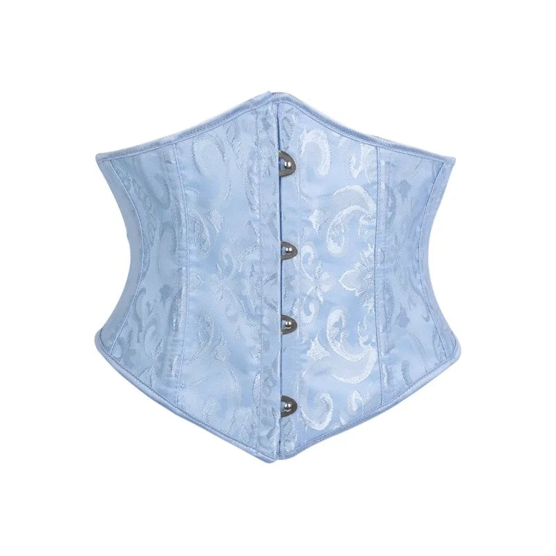 Elegant White Floral Jacquard Underbust Corset Waist Cincher