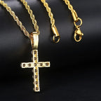 Crystal Cross Pendant Necklace Gothic Glam Alternative Statement Jewelry