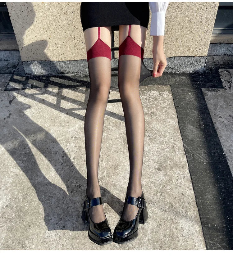 Fishnet Suspender Style Tights with Stretch Mesh Design for Contemporary Fashion Styling