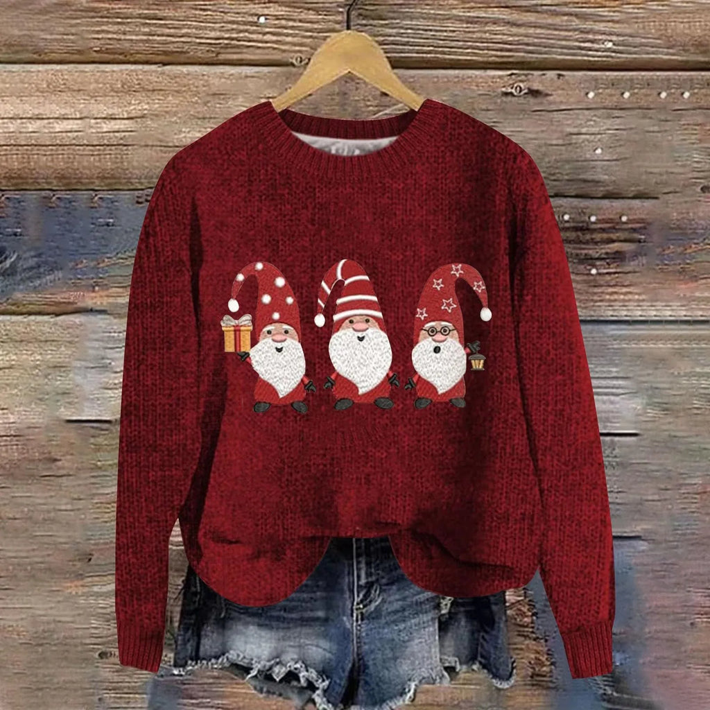 Women's Festive Graphic Knit Relaxed Fit Holiday Sweater Pullover