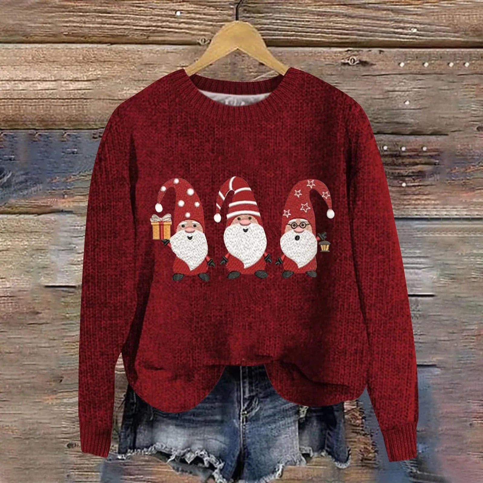 Women's Festive Graphic Knit Relaxed Fit Holiday Sweater Pullover