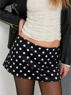 Polka Dot Stretch Mini Skirt with Flared Streetwear Inspired Fit