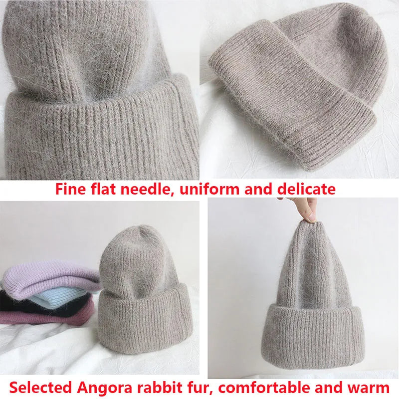 Soft Rabbit Fur Knit Beanie for Everyday Casual Outdoor Winter Fashion and Comfort Style